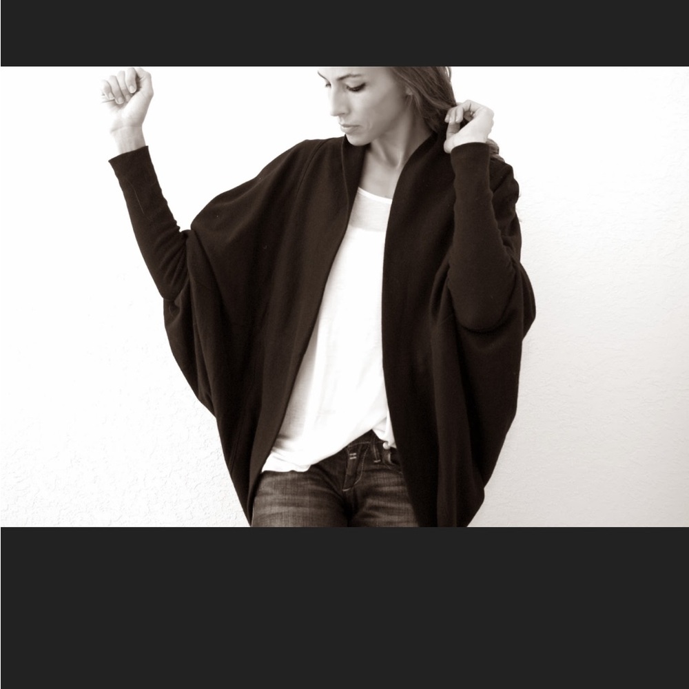 Black Open Front Cardigan